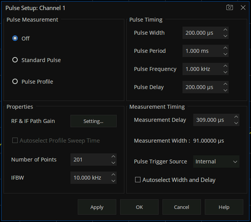 Siglent SNA5000-PM Pulse measurement (SW)