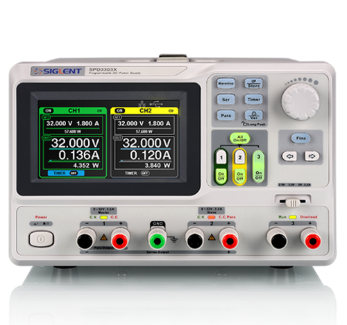 Siglent SPD3303X-E Programmable DC Power Supplies, 3 outputs, two 32 V /3.2 A, one  2.5 V / 3.3 V /  and 5 V / 3.2 A, 220 W total. USB and LAN interface